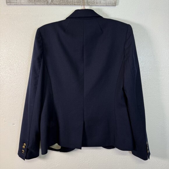J. Crew Wool Blend Schoolboy Gold Buttons Blazer 10 Navy Blue Academia Preppy - Picture 3 of 13